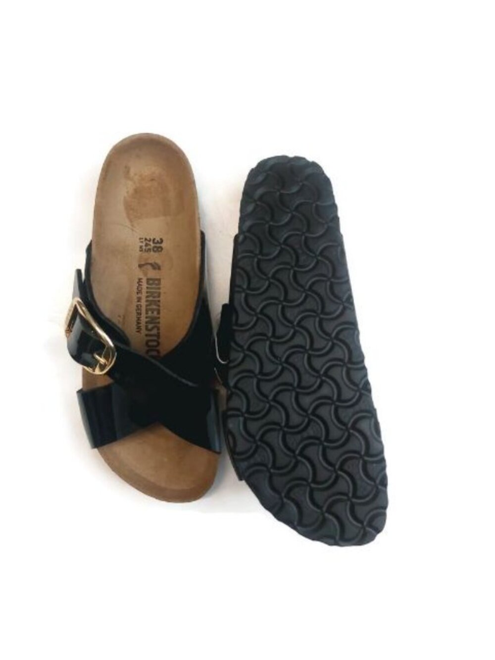 Birkenstock Siena Big Buckle Sandals Womens Size 7 Black Patent EU 38 Narrow - Picture 9 of 10